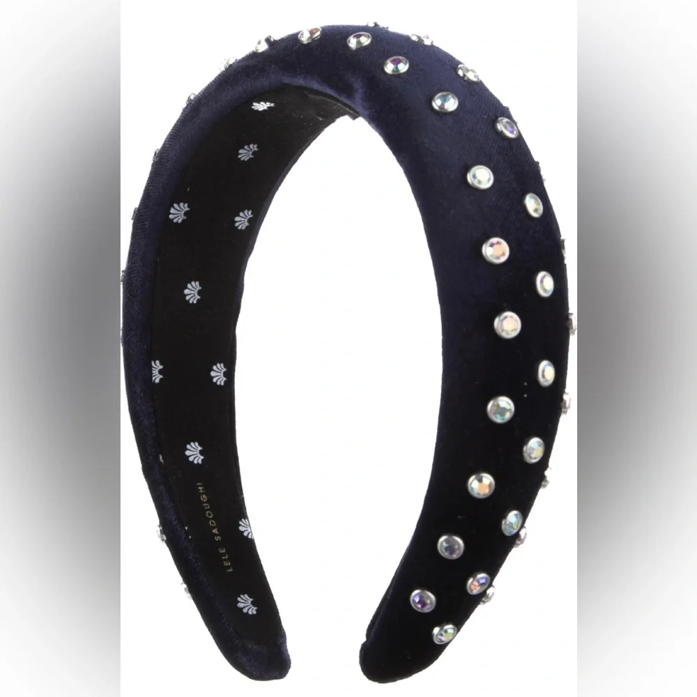 Lele Sadoughi Padded Navy Crystal Headband
